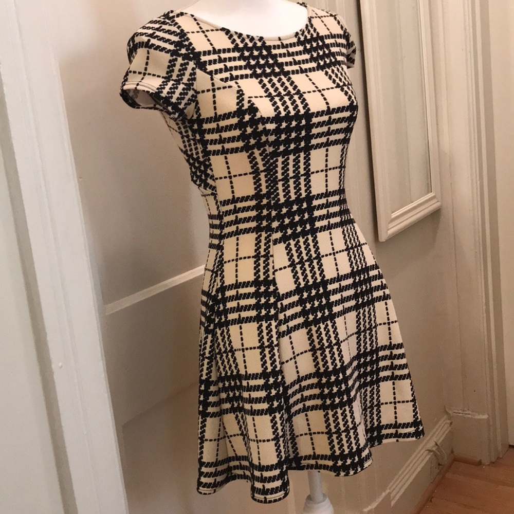 Adorable grid pattern fit and flare dress, Small